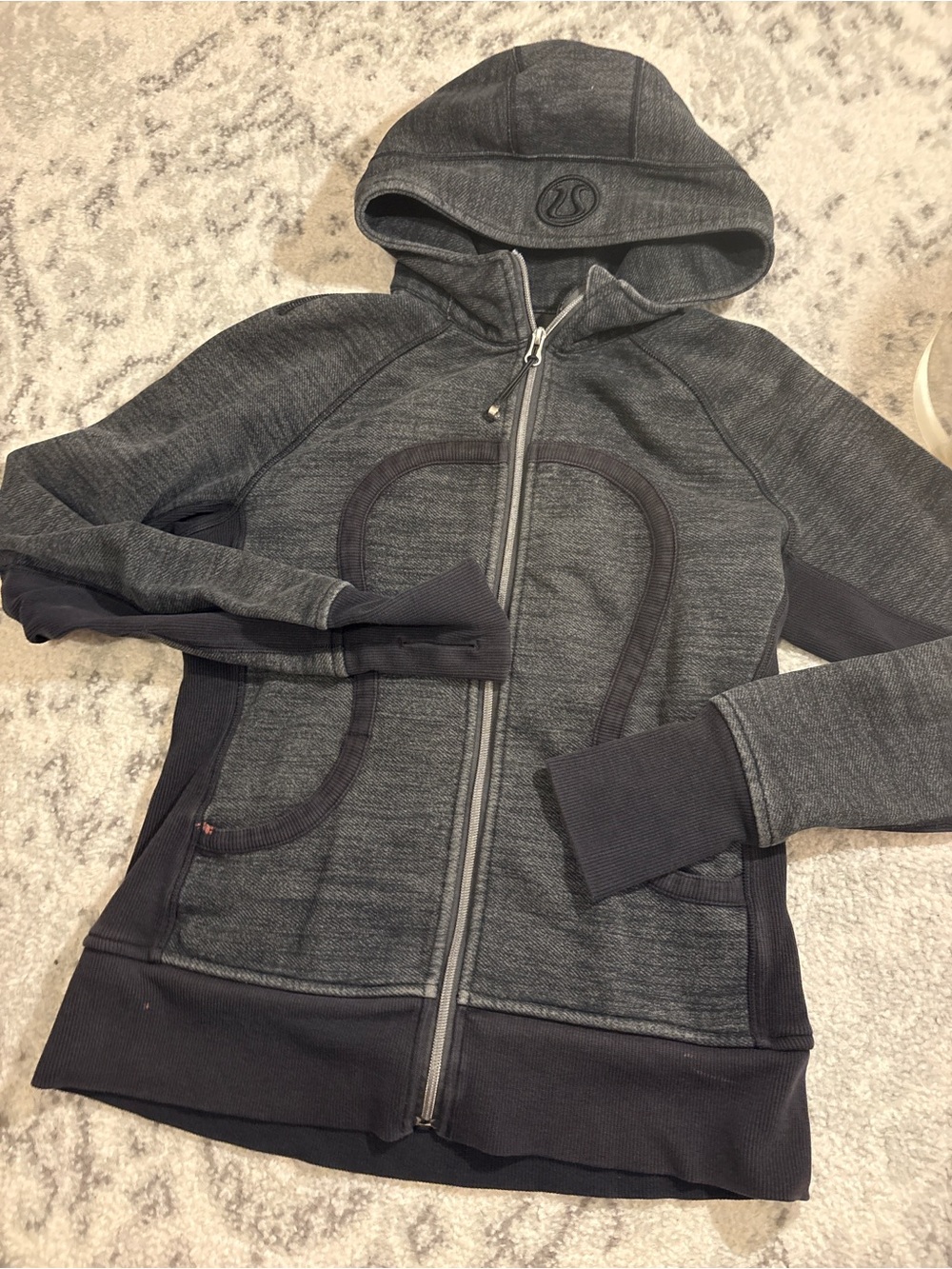 lululemon athletica Women's Dark Gray/Black Herringbone Full-Zip Hooded Jacket